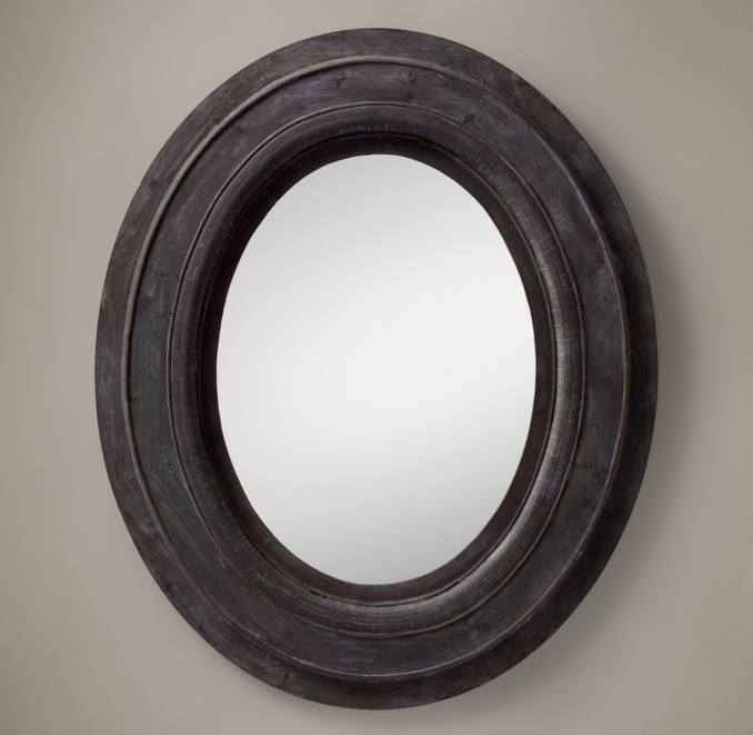 Salvaged Oval Mirror Black XL