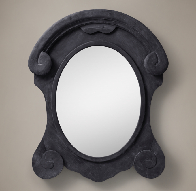 Salvaged Mansard Scroll Mirror