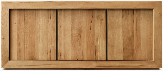 Front view of Reclaimed Oak Triple-Door Media Console 