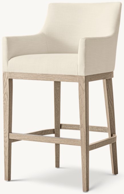 Morgan Curved-Back Track Arm Fabric Bar & Counter Stool