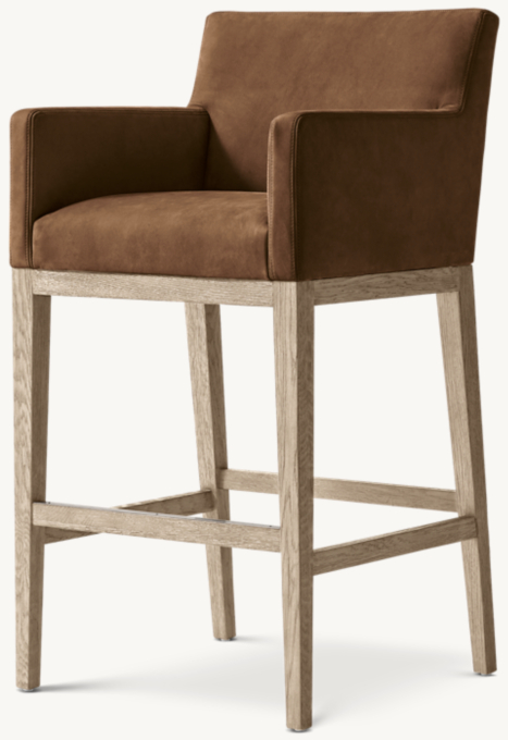 Morgan Track Arm Leather Bar & Counter Stool