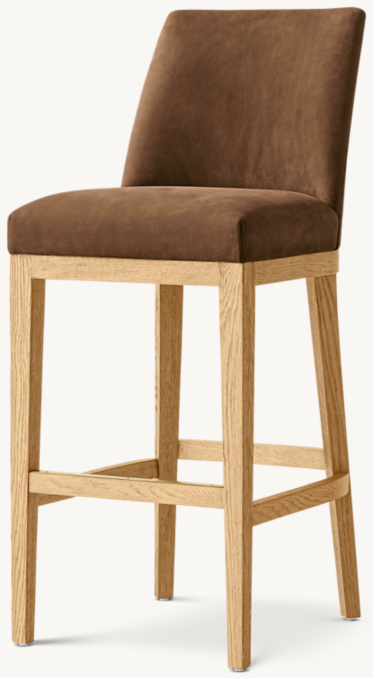 Three Quarter view of Morgan Curved-Back Armless Leather Bar & Counter Stool 