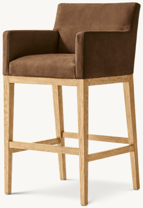 Morgan Track Arm Leather Bar & Counter Stool