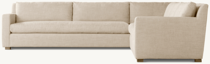 Belgian Track Arm Right-Arm Bench-Seat L-Sectional With Modular Corner