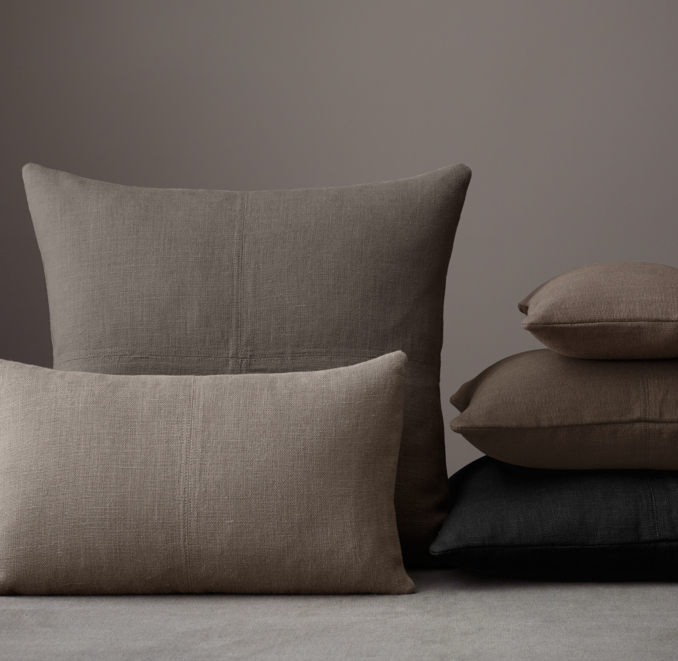 Front view of Custom Heavyweight Belgian Linen 4-Square Pillow Cover