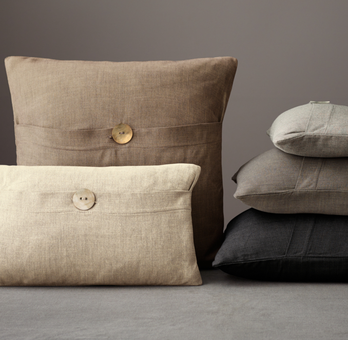 Custom Perennials® Performance Classic Linen Weave Button Pillow