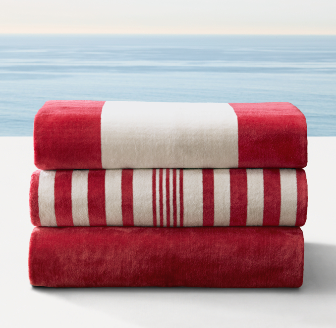 Front view of Portofino Beach Towel Collection - Poppy 