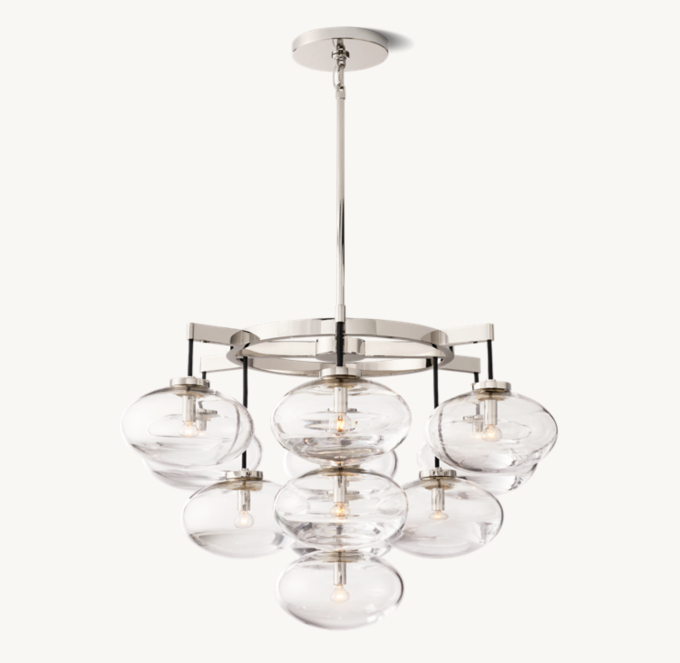 Cabrette Clear Glass Round Chandelier 36" 