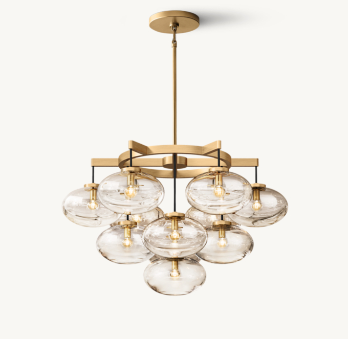 Cabrette Clear Glass Round Chandelier 36\" 