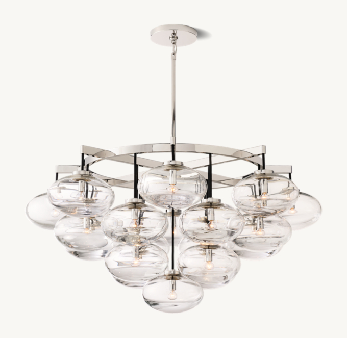 Cabrette Clear Glass Round Chandelier 48" 