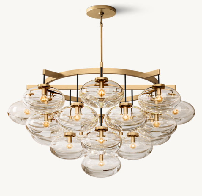 Cabrette Clear Glass Round Chandelier 48" 