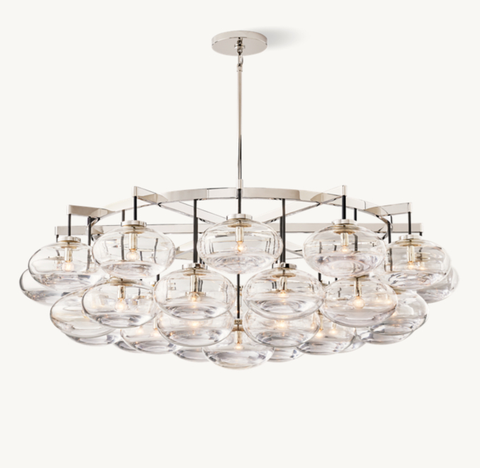 Cabrette Clear Glass Round Chandelier 60" 