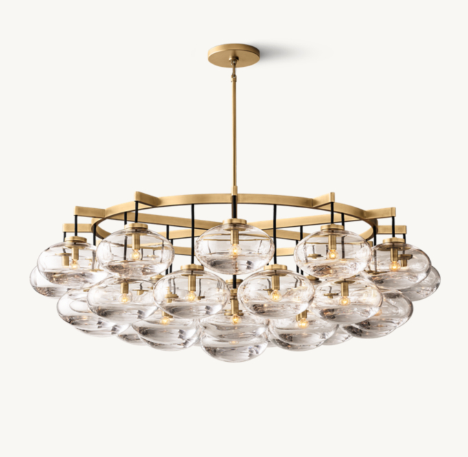 Cabrette Clear Glass Round Chandelier 60" 