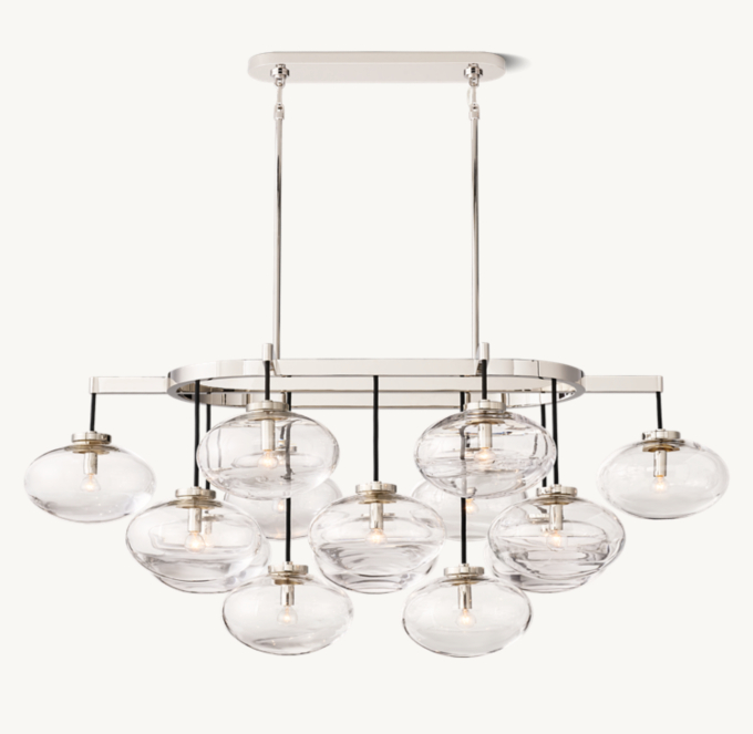 Cabrette Clear Glass Linear Chandelier 54\"
