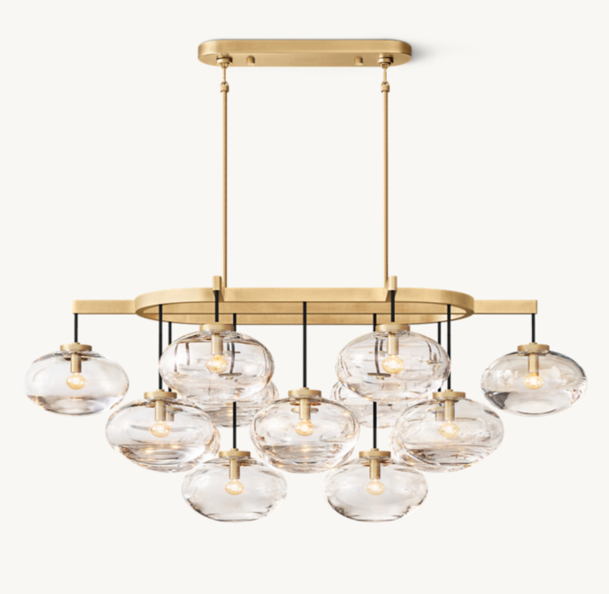Cabrette Clear Glass Linear Chandelier 54\"