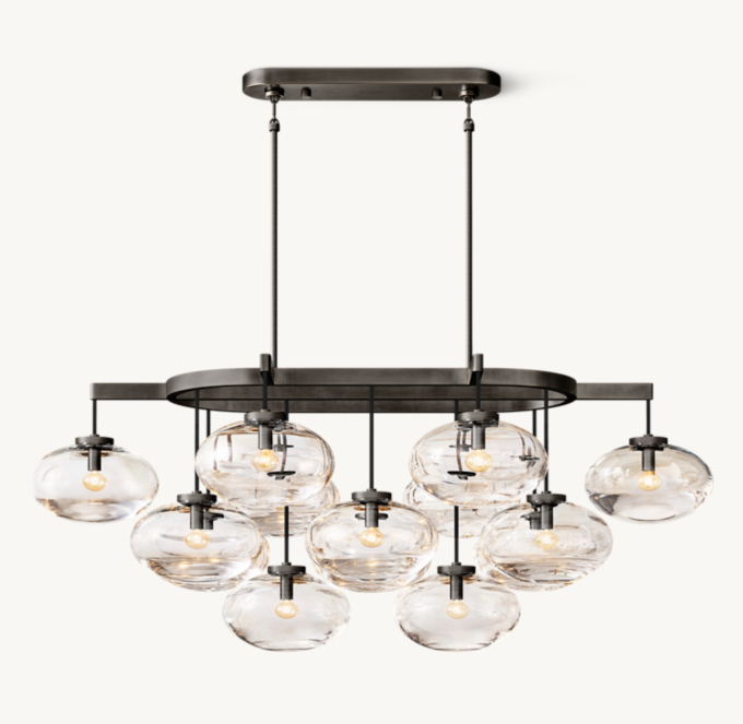 Cabrette Clear Glass Linear Chandelier 54\"