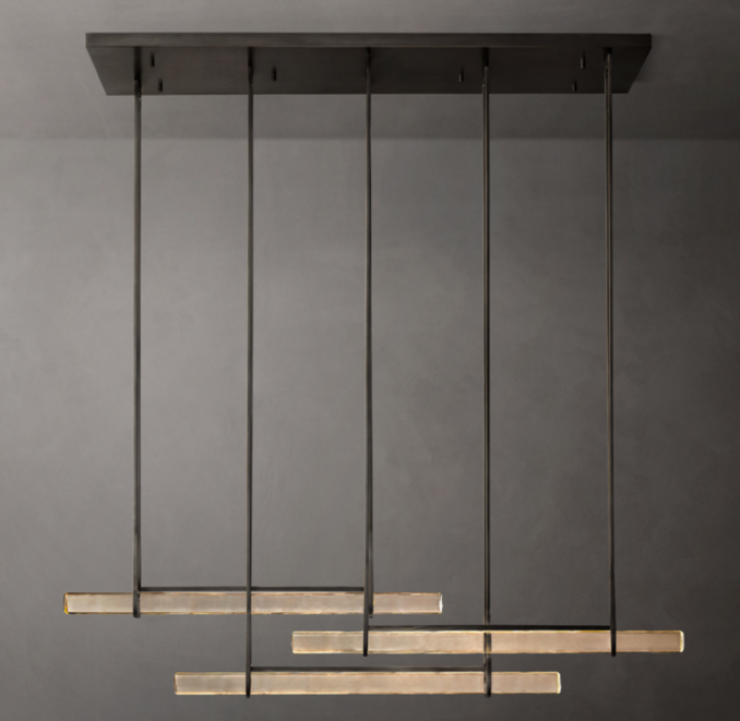 Front view of Audubon Crystal Triple Bar Linear Chandelier 