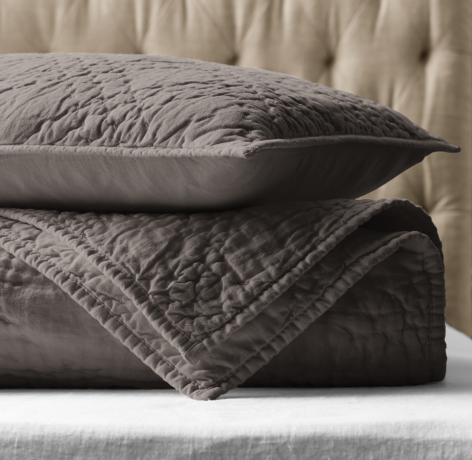 Stonewashed Belgian Linen DiamondStitch Quilt