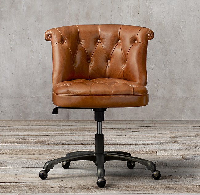 Treviso Tufted Desk Chair, Tufted Leather Desk Chair