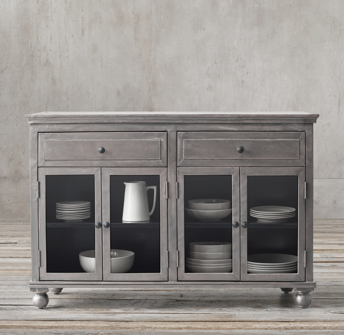 Front view of Annecy Metal-Wrapped Glass 54" Sideboard 