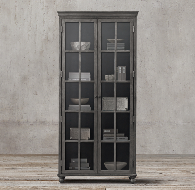 Annecy Metal-Wrapped Glass Double-Door Cabinet