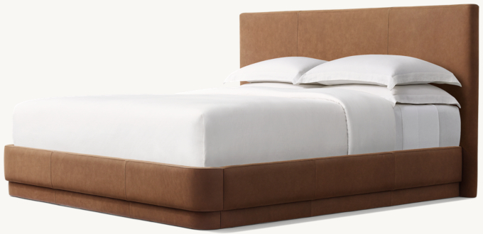 Mulholland Fully Upholstered Leather Panel Bed