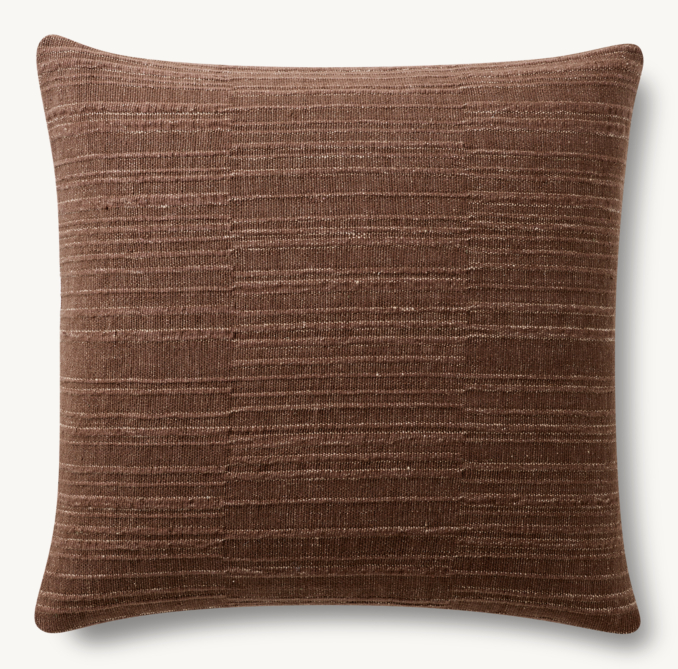 Vue en Hauteur - Kavi - Housse de Coussin à Rayures Irrégulières - Carrée - Caramel Brûlé