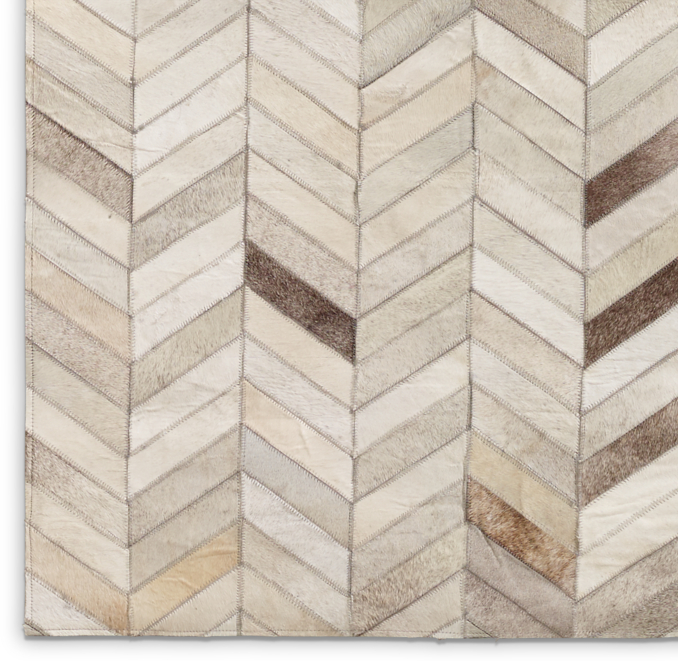 Chevron Cowhide Rug Swatch Grey
