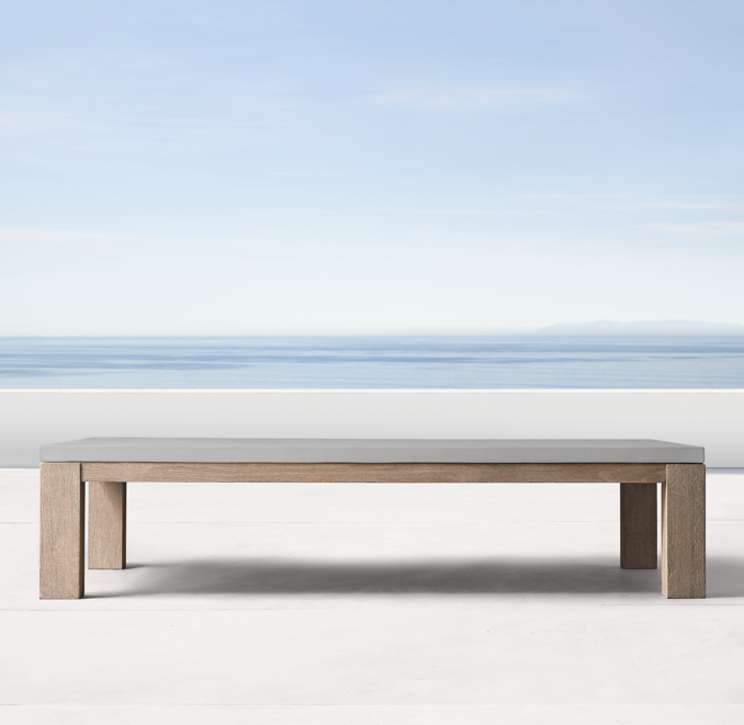 Belgian Trestle Weathered Concrete & Teak Coffee Table