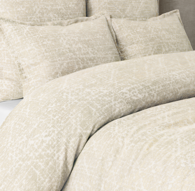 Distressed Linen-Cotton Jacquard Duvet Cover 
