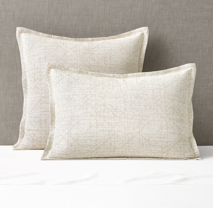 Distressed Linen-Cotton Jacquard Sham