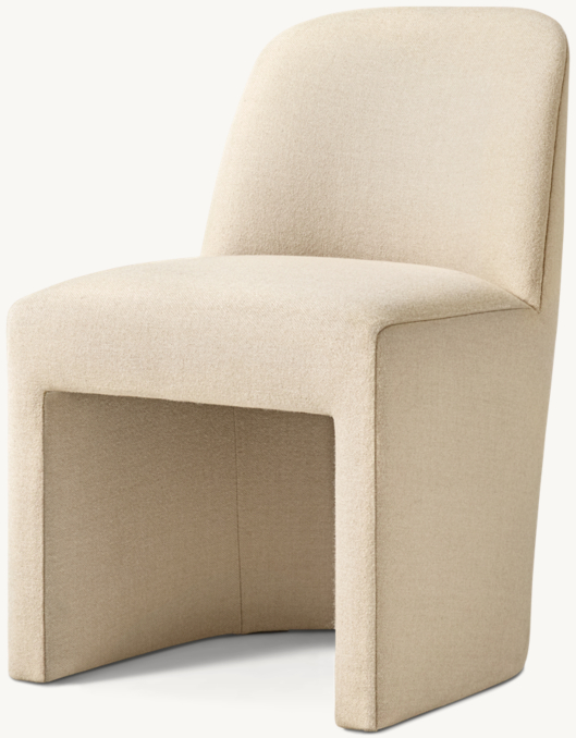 Three Quarter view of Arrondi Slope Fabric Dining Side Chair 