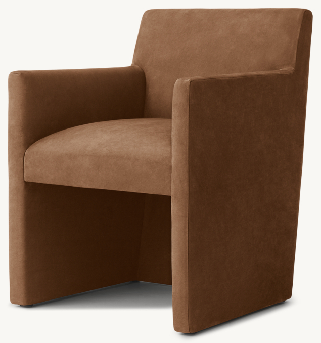 Three Quarter view of Arrondi Track Arm Leather Dining Armchair 
