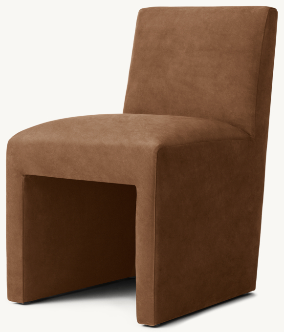 Arrondi Track Arm Leather Dining Side Chair