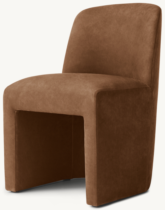 Three Quarter view of Arrondi Slope Leather Dining Side Chair 
