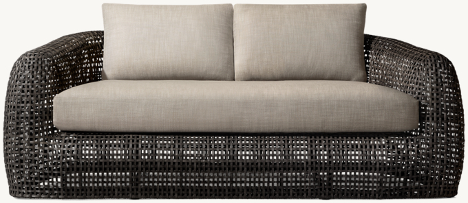 72&#34; sofa shown in Black. Cushions shown in Mocha Perennials&#174; Textured Linen Weave.