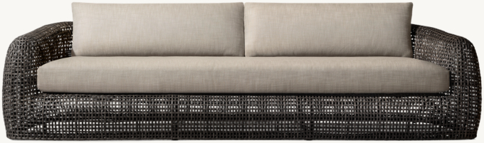 96&#34; shown in Black. Cushions shown in Mocha Perennials&#174; Textured Linen Weave.