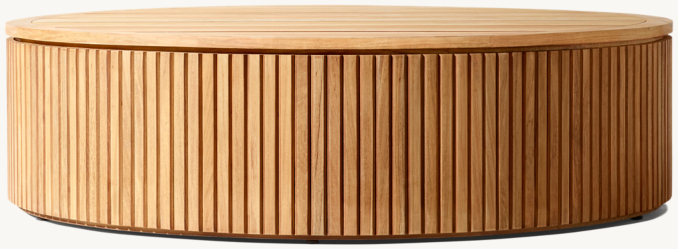 Vue de Face - Byron Teck - Table Basse Ronde - Teck Naturel