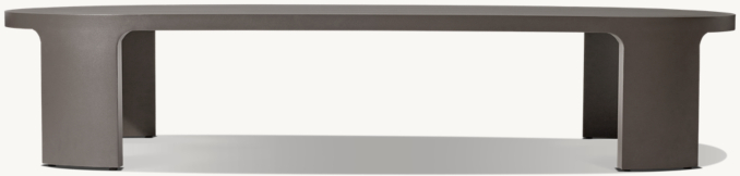Vue de Face - Bronte Aluminium - Table Basse Rectangulaire - Gris Acier