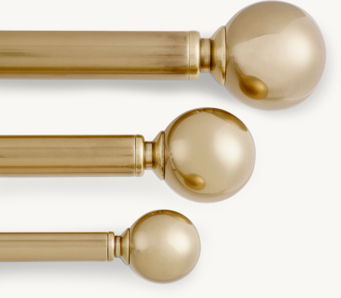 Easton Solid Brass Ball Finial &amp; Rod Set