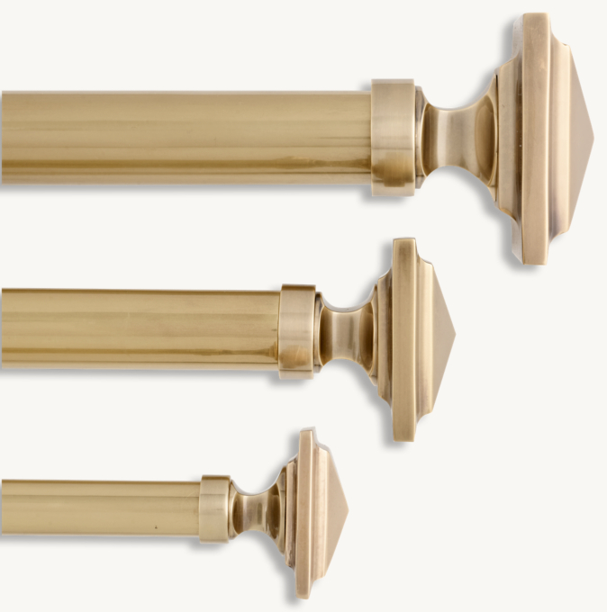 Easton Solid Brass Square Finial &amp; Rod Set