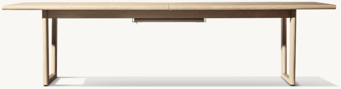 Vue de Face - Mesa Teck - Table Rectangulaire Extensible - Teck Patiné