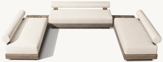 Front High view of Bondi Teak Modular U-Sectional 