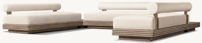Three Quarter view of Bondi Teak Modular U-Sectional 