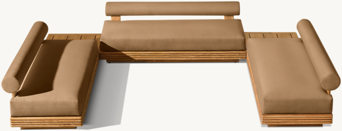 Front High view of Bondi Teak Modular U-Sectional 