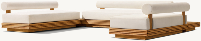 Three Quarter view of Bondi Teak Modular U-Sectional 
