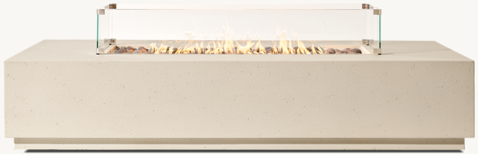 ORIZABA Fire Table Rectangular Glass Wind Screen