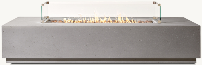 ORIZABA Fire Table Rectangular Glass Wind Screen