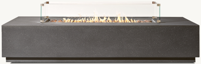 ORIZABA Fire Table Rectangular Glass Wind Screen