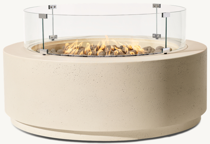 ORIZABA Fire Table Round Glass Wind Screen